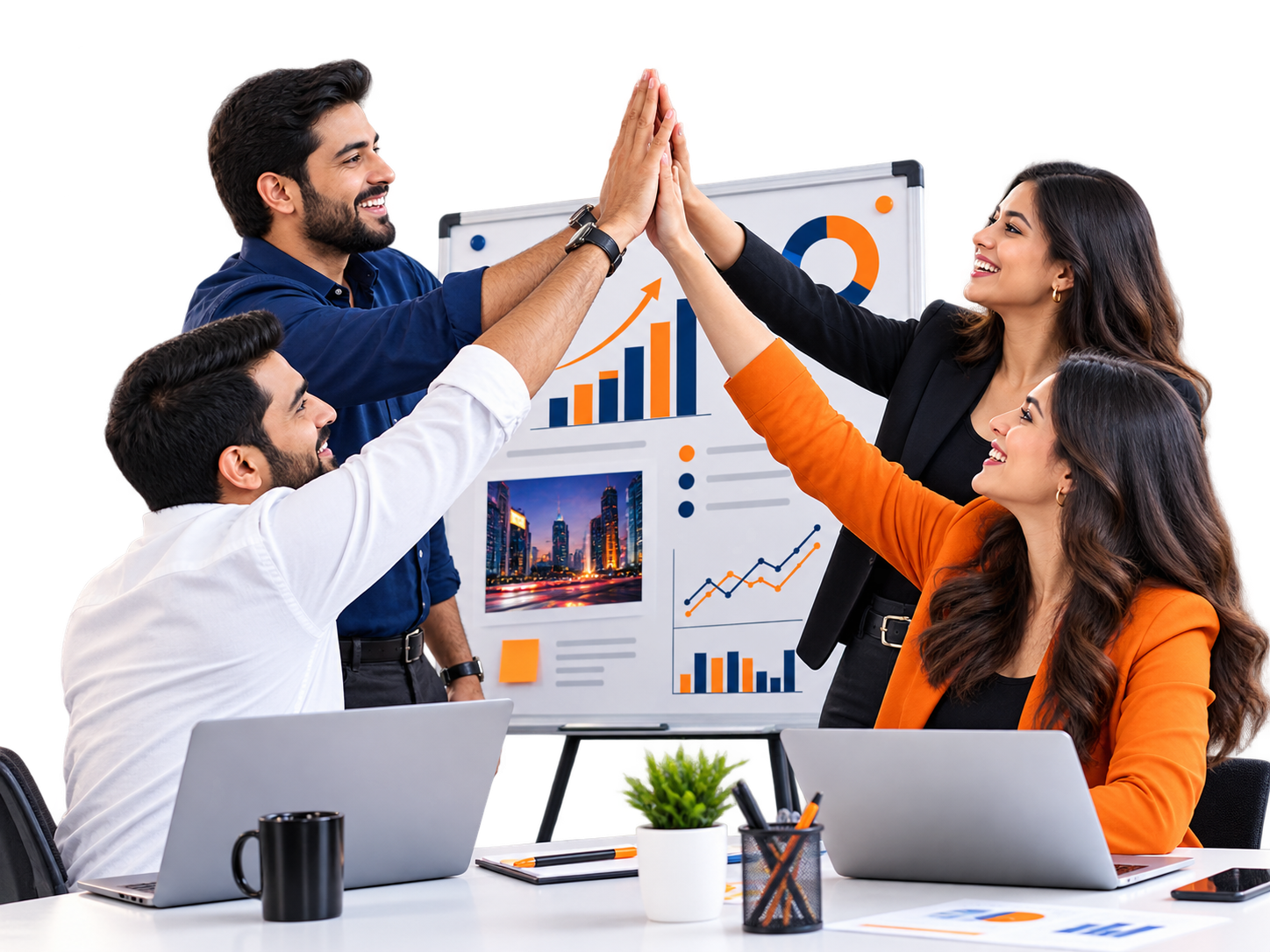 A team reviewing verified placement results together